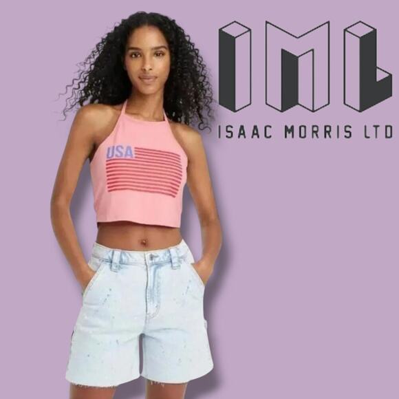 IML Isaac Morris USA pink patriotic women's Halter tank top - xl - Picture 6 of 6